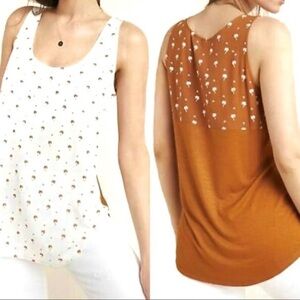 Anthropologie Dolan Mixed Media Palm Tree Tank Size XS
